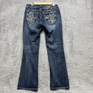 Miss Me Jeans Womens 32 Blue Signature Boot Embellished Western Cowgirl Rodeo